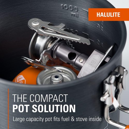 Halulite Boiler Ultralight Camping Pot - Fast-Heating Hard-Anodized Cookware with Folding Handle for Backpacking & Hiking