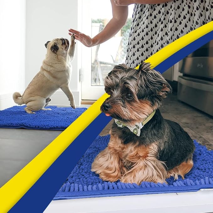 Muddy Mat® | Super Water Absorbent Door Mat Indoor, Microfiber Quick Dry Chenille Entryway Rug, Slip Resistant Front Door Mat, Indoor Mats for Entryway, Machine Washable Pet Rug, Periwinkle 20" x 30"