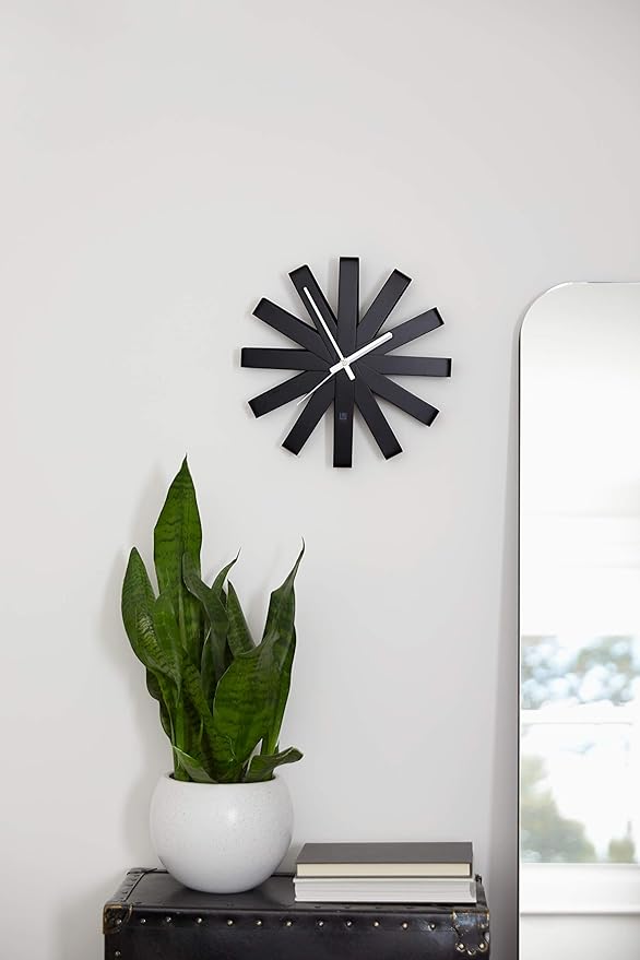 Umbra Ribbon Modern 12" Wall Clock, Silent Non Ticking Battery Operated Quartz
