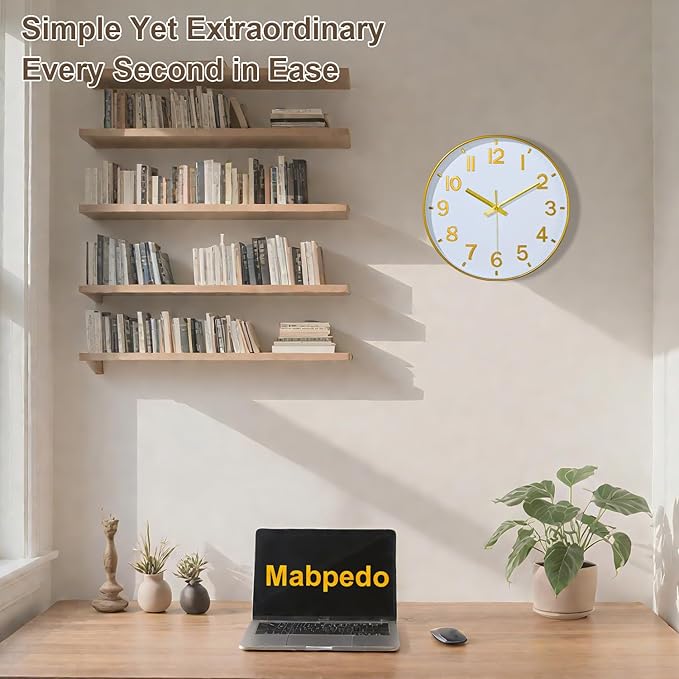 Modern Wall Clock, 10 Inch Digital Wall Clocks Battery Operated, Round Non