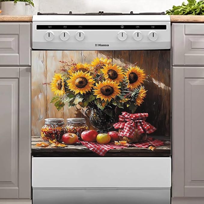 Sunflower Apples Magnet Dishwasher Cover Decorative Farmhouse Kitchen Vintage Dishwasher Covers for The Front Dishwasher Door Magnet 23" x 17" Magnetic