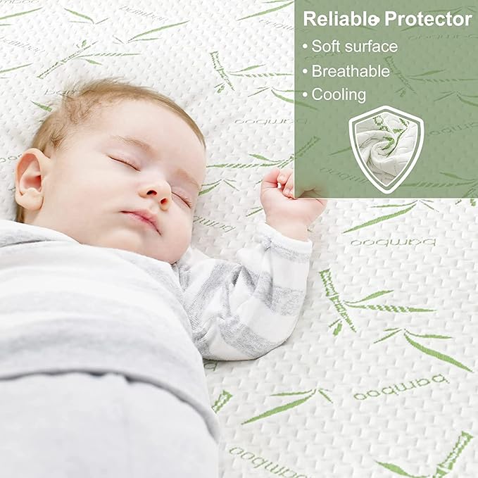 King Waterproof Mattress Protector, Rayon Made from Bamboo Mattress Pad Cover, Soft Breathable Cooling Mattress Pad Cover,Mattress Protector up to 21” Deep Pocket Tightly Fitted Mattress Protection