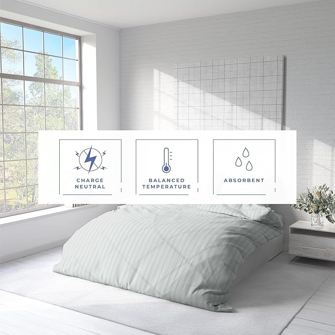 Kotton Culture 3 Pc California King Size Duvet Cover Set -100% Egyptian Cotton Sateen 600 Thread Count Ultra Soft Premium Durable Comforter Cover Zipper Closure & Corner Ties (Striped Silver,104"x98")
