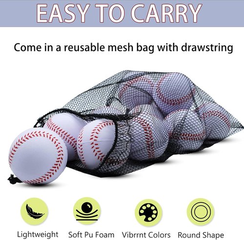 Magicorange Foam Baseball - Unmarked Practice Training Ball for Soft Toss, Batting & Fielding