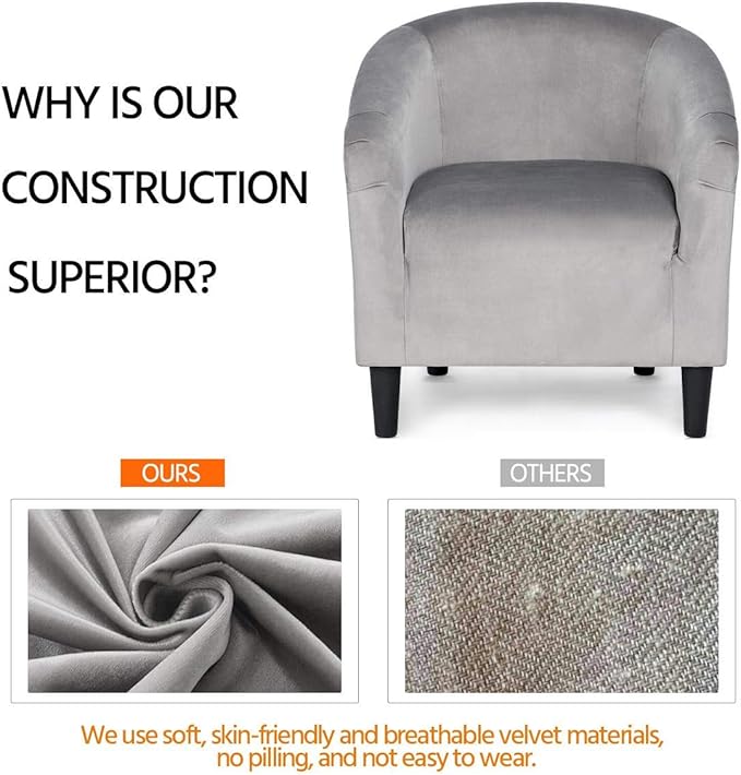 Yaheetech Barrel Chairs, Furry Accent Chairs with Soft Padded Armrest for Living Room Bedroom Waiting Room Office, Set of 2, Gray