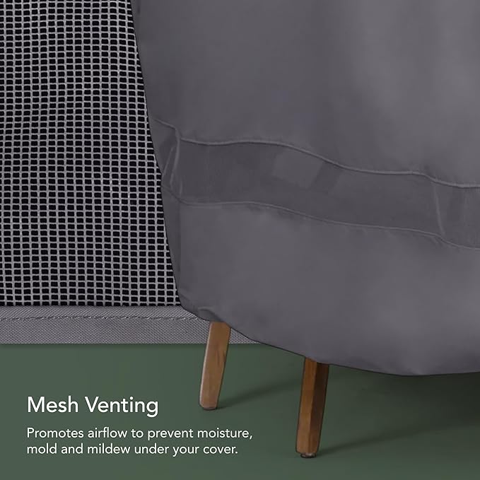Covermates Elite Outdoor Patio Sofa Cover – Water-Resistant 300D Polyester, Double-Stitched Seams, Elastic Hem, Auto-Locking Drawcord & Mesh Vent for Moderate Weather, 123W x 34D x 34H, Charcoal