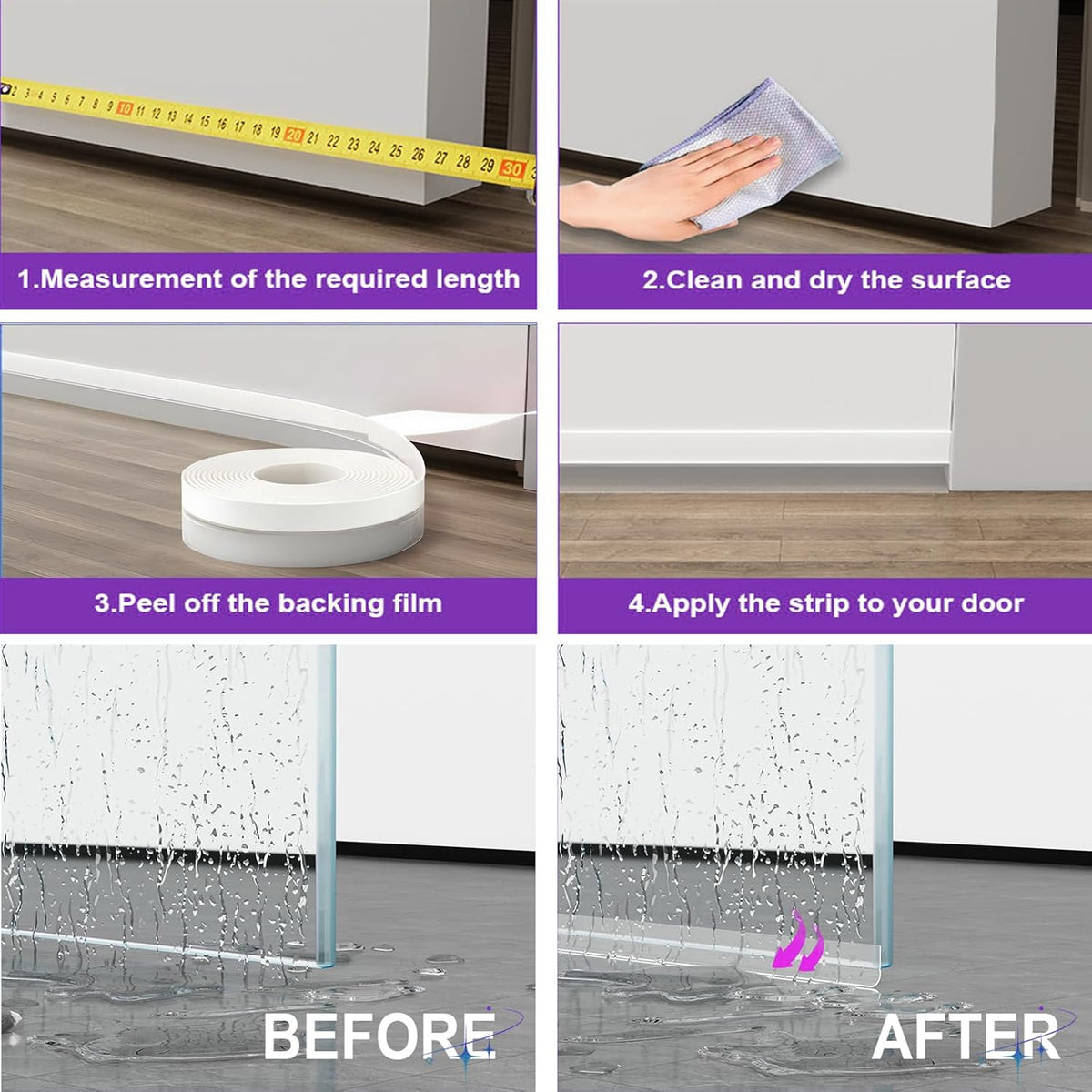 Weather Stripping Door Seal Strip for Gaps, Silicone Draft Stopper Adhesive Tape for Sliding Doors, Windows, Shower Glass, Soundproof Seal for Home Insulation, 32.8ft Roll Brown