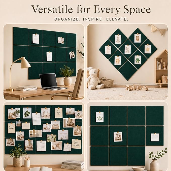 Large Cork Boards for Walls – 36" x 24" Self Adhesive Felt Wall Tiles