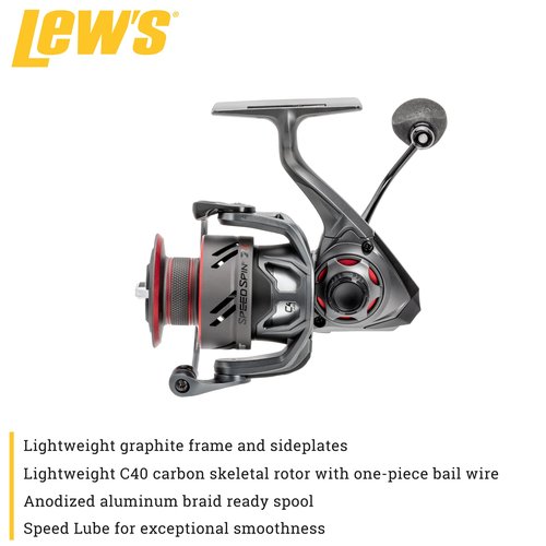 Lew’s Speed Spin CRX Spinning Fishing Reel, Size 400 Reel, 9+1 Bearings, 6.2:1 Gear Ratio, Graphite Frame and Sideplate, Solid Brass Speed Gears