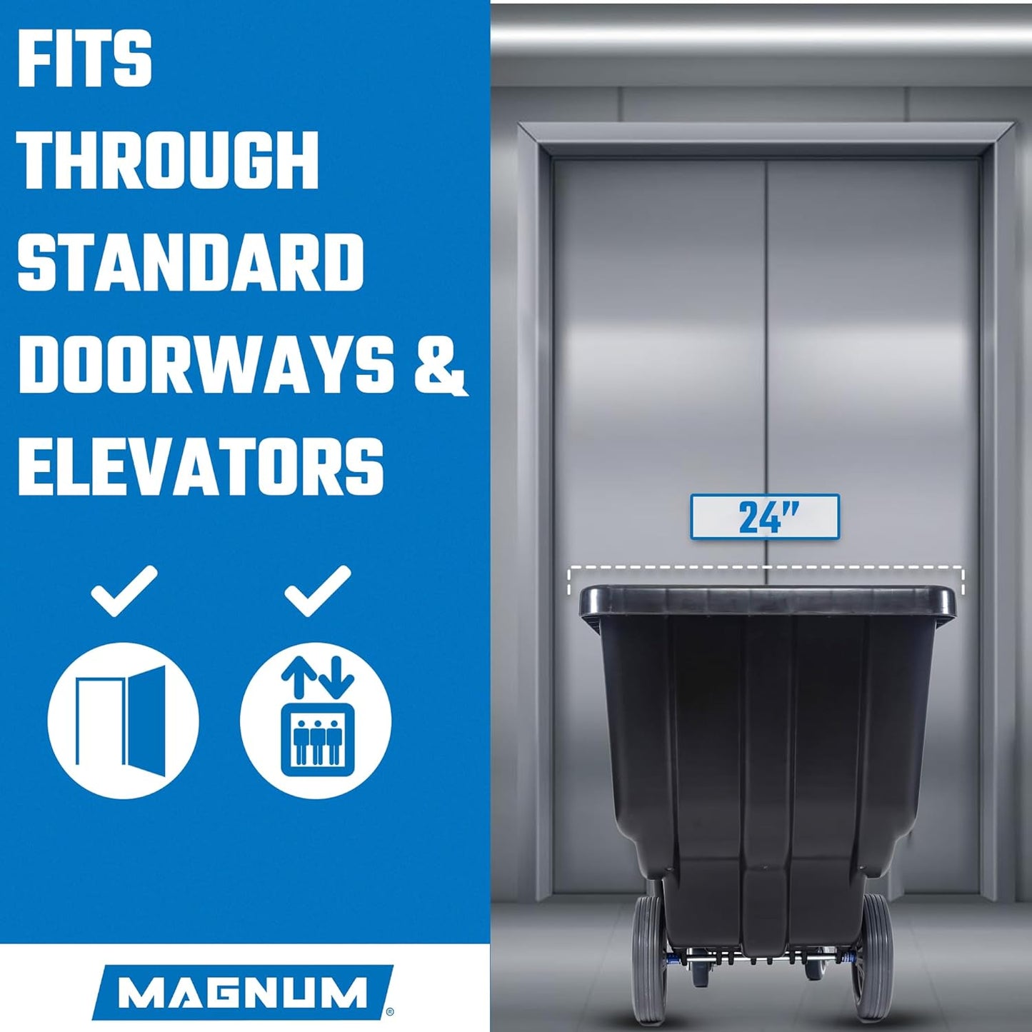 Magnum Tilt Truck, 1/2 Cu. Yd. Capacity Dump Cart with Non-Marking 12” Wheels & 5” Casters for Handling, Transporting on Construction Jobsites, 750 lbs, Trash Cart with Wheels DUC12T-NM-02PK (2-Pack)
