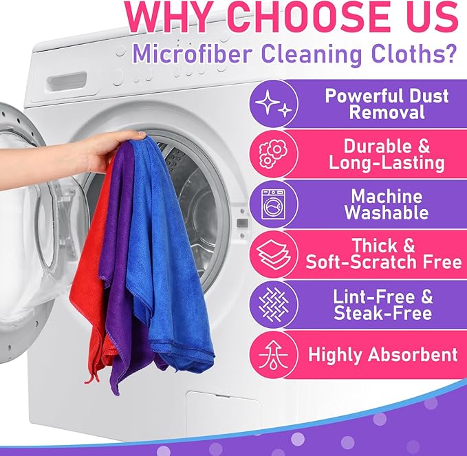12 Pcs Extra Large Microfiber Cleaning Cloths Bulk 30 x 20 Washable Reusable Microfiber Rags Absorbent Cleaning Towels for Floor Glass Window Car Kitchen Bathroom House(Dark Color)