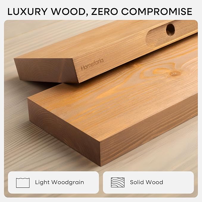 Homeforia 36 inch Golden Oak Floating Shelf, High End Solid Real Wood 36inch