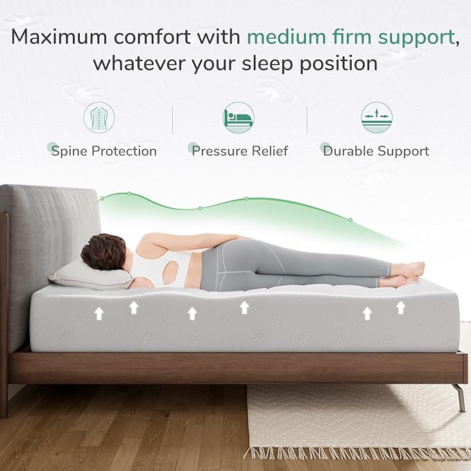 Novilla Twin Mattress, 10 Inch Memory Foam Mattress Twin Size with Comfort Foam for Pressure Relief & Fresh Cool Sleep,Removable Washable Cover,Twin Memory Foam Mattresses, Medium Firm