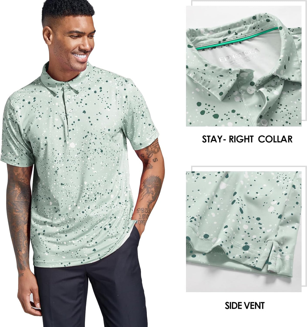 Skiennix Golf Shirt for Men - Dry Fit Performance Short Sleeve Moisture-Wicking Polo