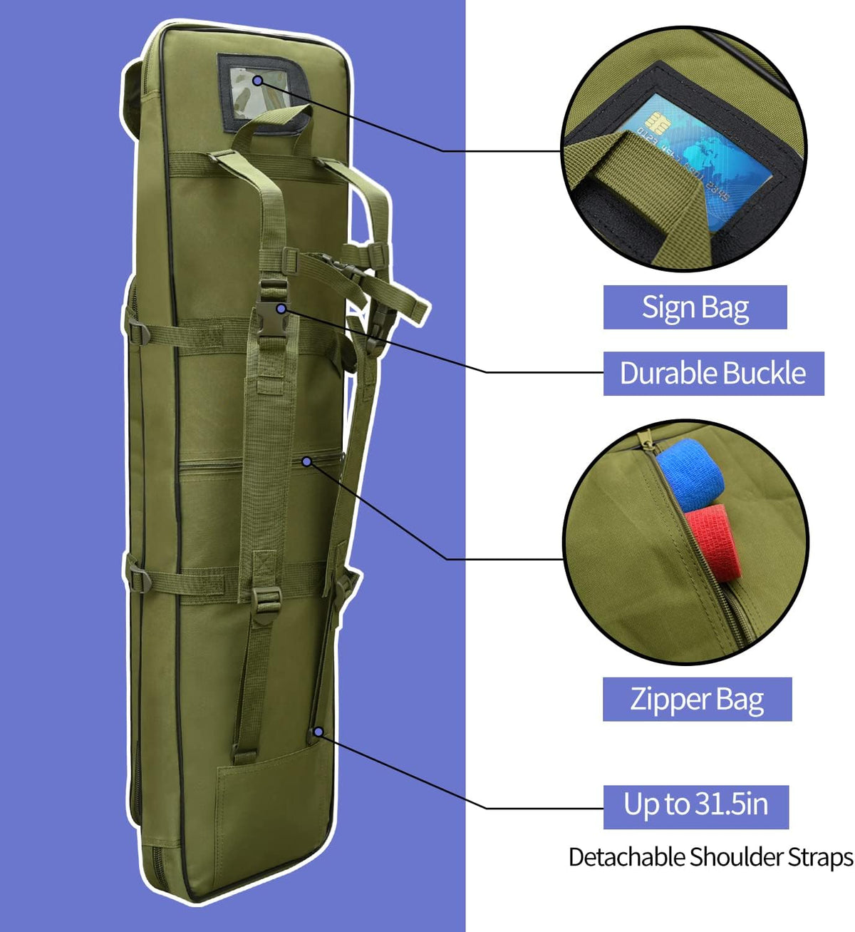 Skiennix Tactical Rifle Bag - Portable Long Backpack for Firearm Storage | Ideal for Outdoor Hunting