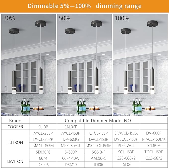 Modern Pendant Light Kitchen Fixture Dimmable LED Black Mini Pendant Lighting fo Kitchen Island Bedroom Bedside Table Small Pendant Lights (2-Pack)