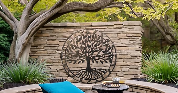 Leutsbyone Decorative Metal Tree of Life Wall Art, Nature-Inspired Indoor Outdoor Decoration,24 inches,Copper