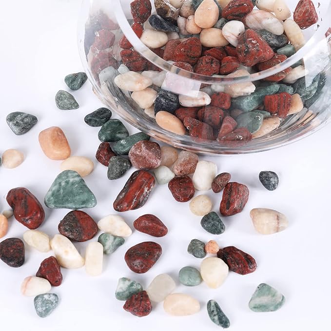 11lbs Natural River Rocks, Polished Pebbles for Plants Garden, 0.3-0.8 inch Decorative Countryside Stones, Ideal for Fish Tank, Vases, Home Decor and Garden Landscaping,Countryside