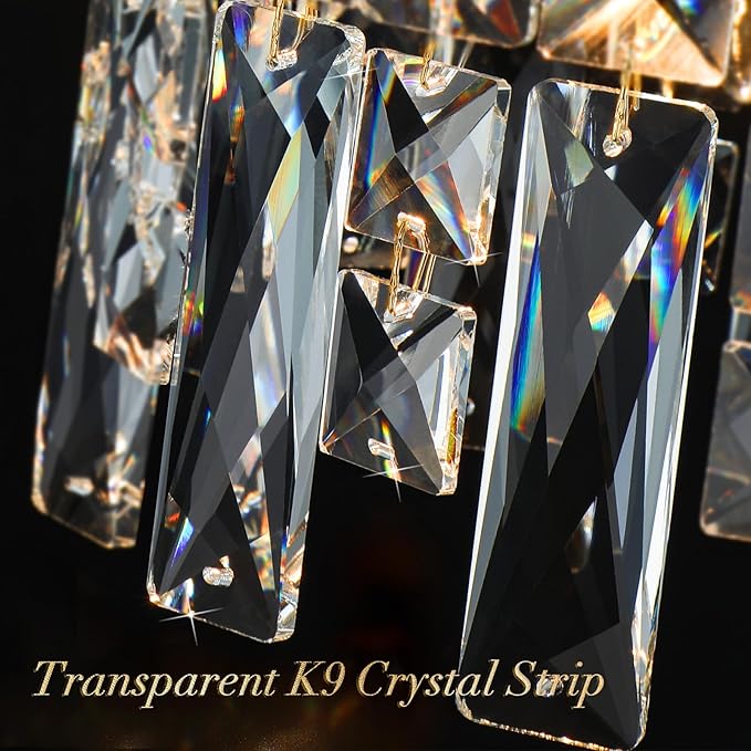 Gold Crystal Chandeliers for Dining Room Light Fixture, 24" Modern Round Chandeliers，8 Lights Luxury Ceiling Pendant Ceiling Lighting for Dining Room Bedroom Entryway Foyer Staircase