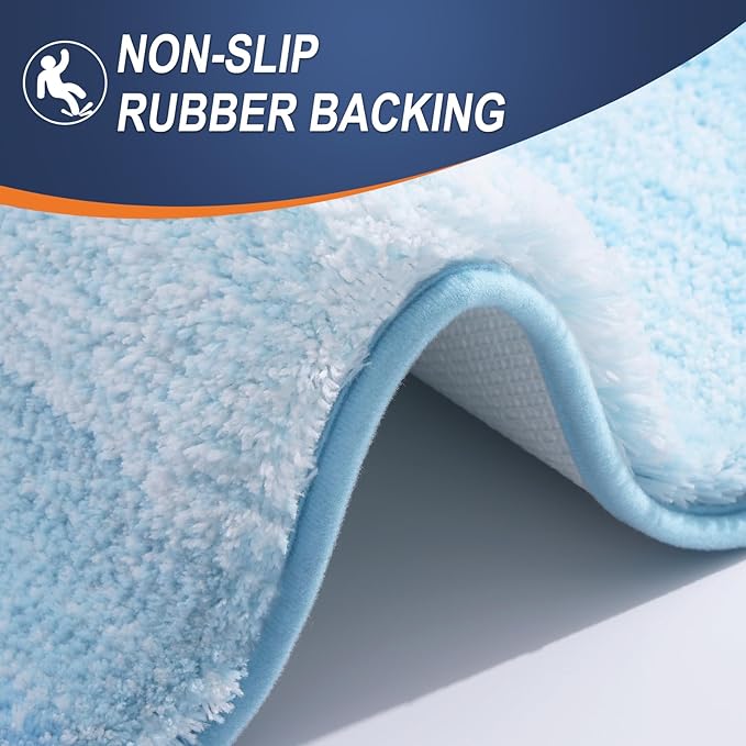 OLANLY Bathroom Rugs Mat 50x30, Extra Soft Absorbent Microfiber Bath Rugs, Rubber Backing, Quick Dry, Machine Washable Bath Mats for Bathroom Floor, Tub and Shower, Home Decor Accessories, Sky Blue