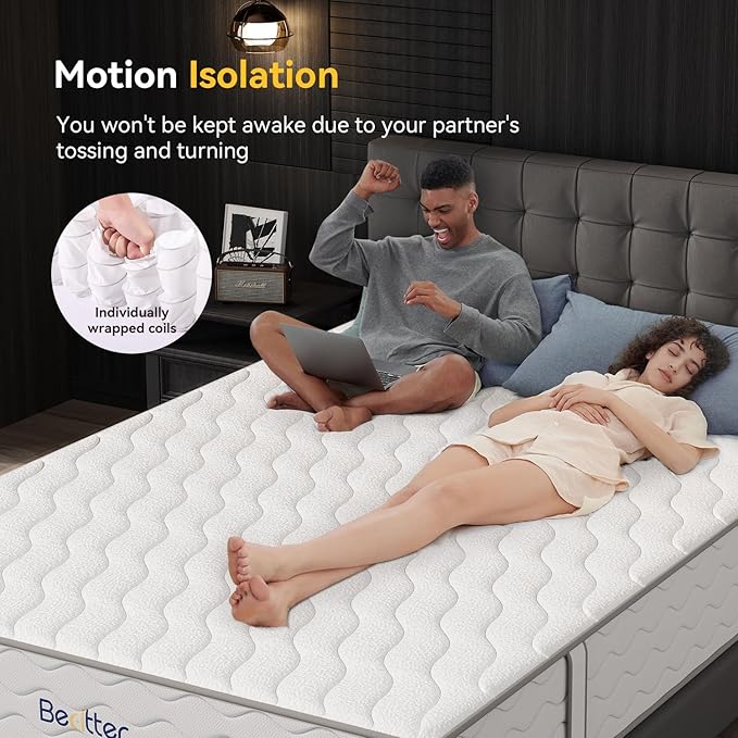 14 Inch Cal King Hybrid Mattress, 7-Zone Green Tea & Charcoal Cooling Gel Memory Foam Mattress in a box,Pocketed Springs for Isolate Motion, Pressure Relief, CertiPUR-US Certified, Support Comfort
