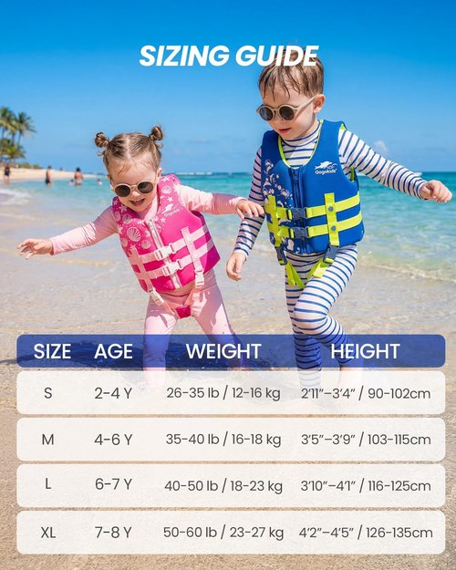 Gogokids Toddler Swim Vest - Buoyancy Jacket Floaties for Kids 2-8 Years | Pool & Beach Fun, 22-60 lbs