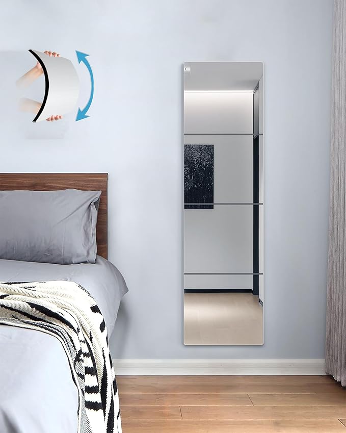 Wall Mirrors for Bedroom Door, Unbreakable Full Length Wall Mirrors Tiles