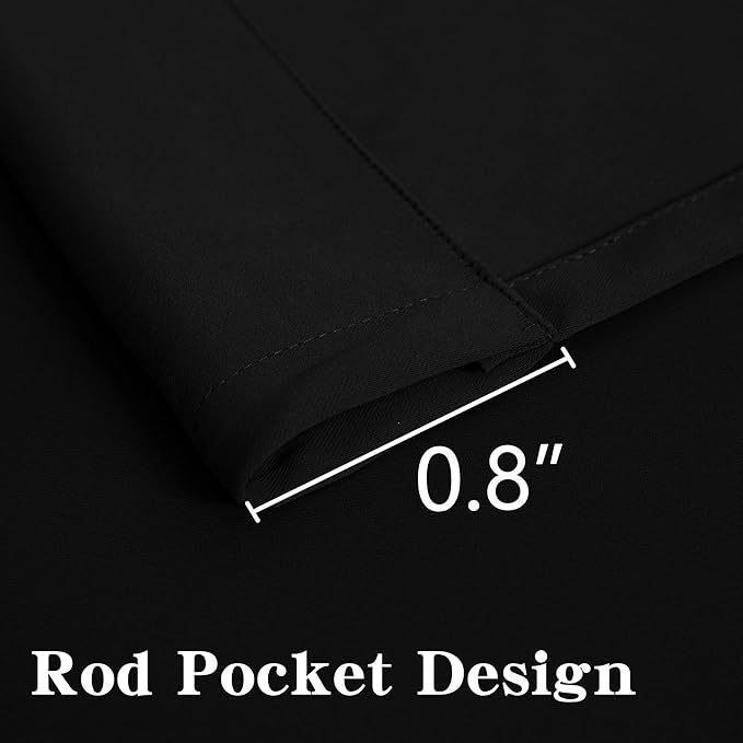 IGEMAEVE Black Blackout Curtains 96 Inch Length 2 Panels Set, Rod Pocket Energy