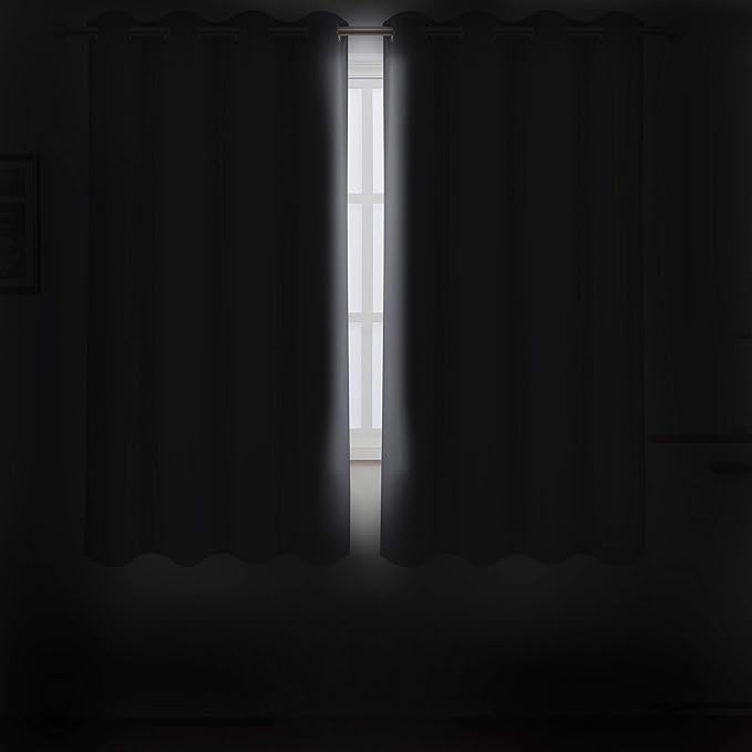 LEMOMO Grey Blackout Curtains 66 x 63 Inch Length/Set of 2 Curtain