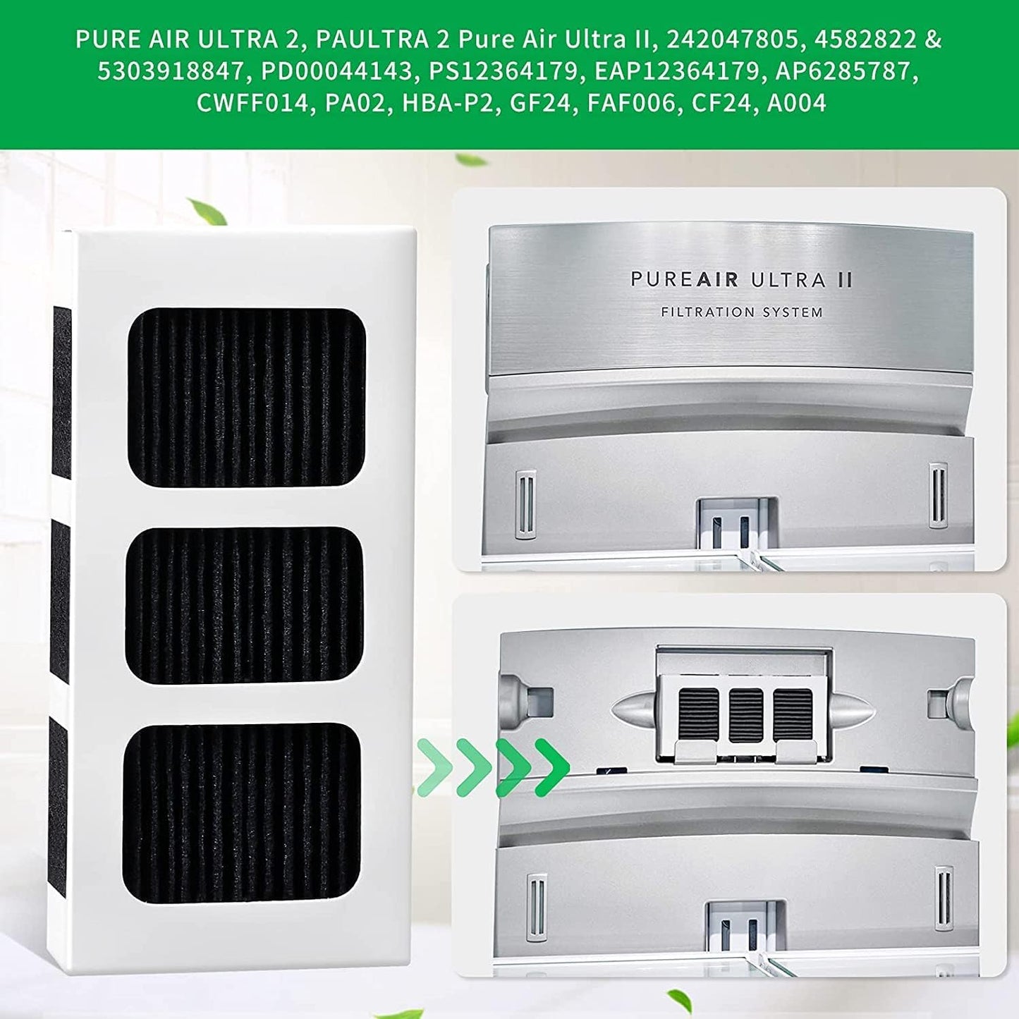 KEEPOW Air Filter Replacement Compatible with Frigidaire Paultra2 Air filter, Pureair Ultra ii, Electrolux 242047805, 5303918847, EAP12364179 (2 Pack)