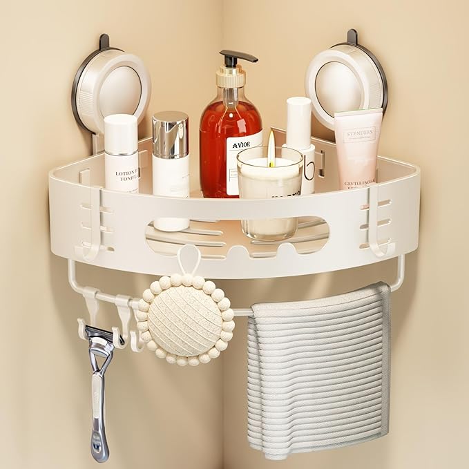 Voldra Corner Shower Caddy Suction Cup, Aluminum Corner Shower Shelves