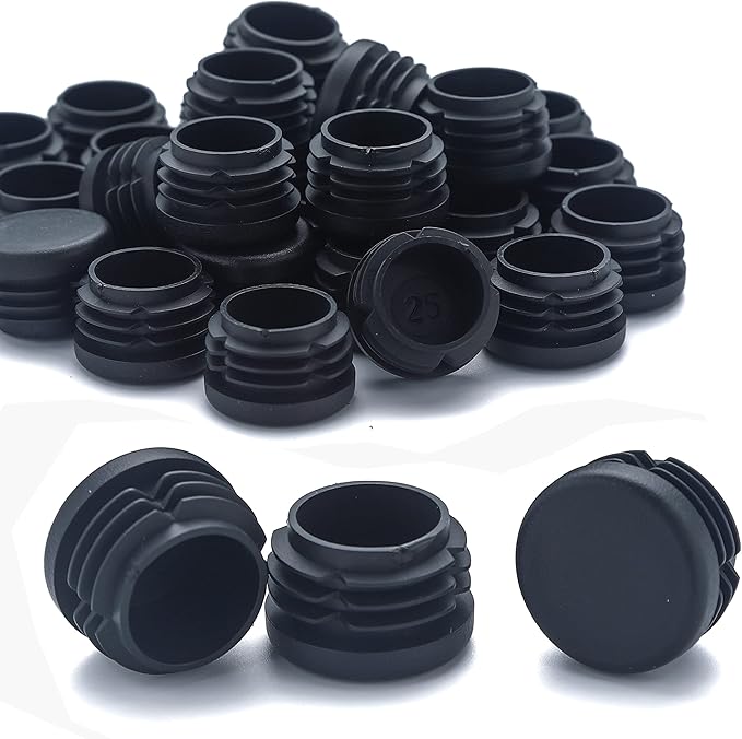 Furnigear Plastic Plugs Tubing End Caps Chair End Caps 7/8" Outside Bottom Round Tubing Caps Round Furniture Sliders Glides Black (Fit 0.78-0.82" Tube Inner Diameter, 40pack)