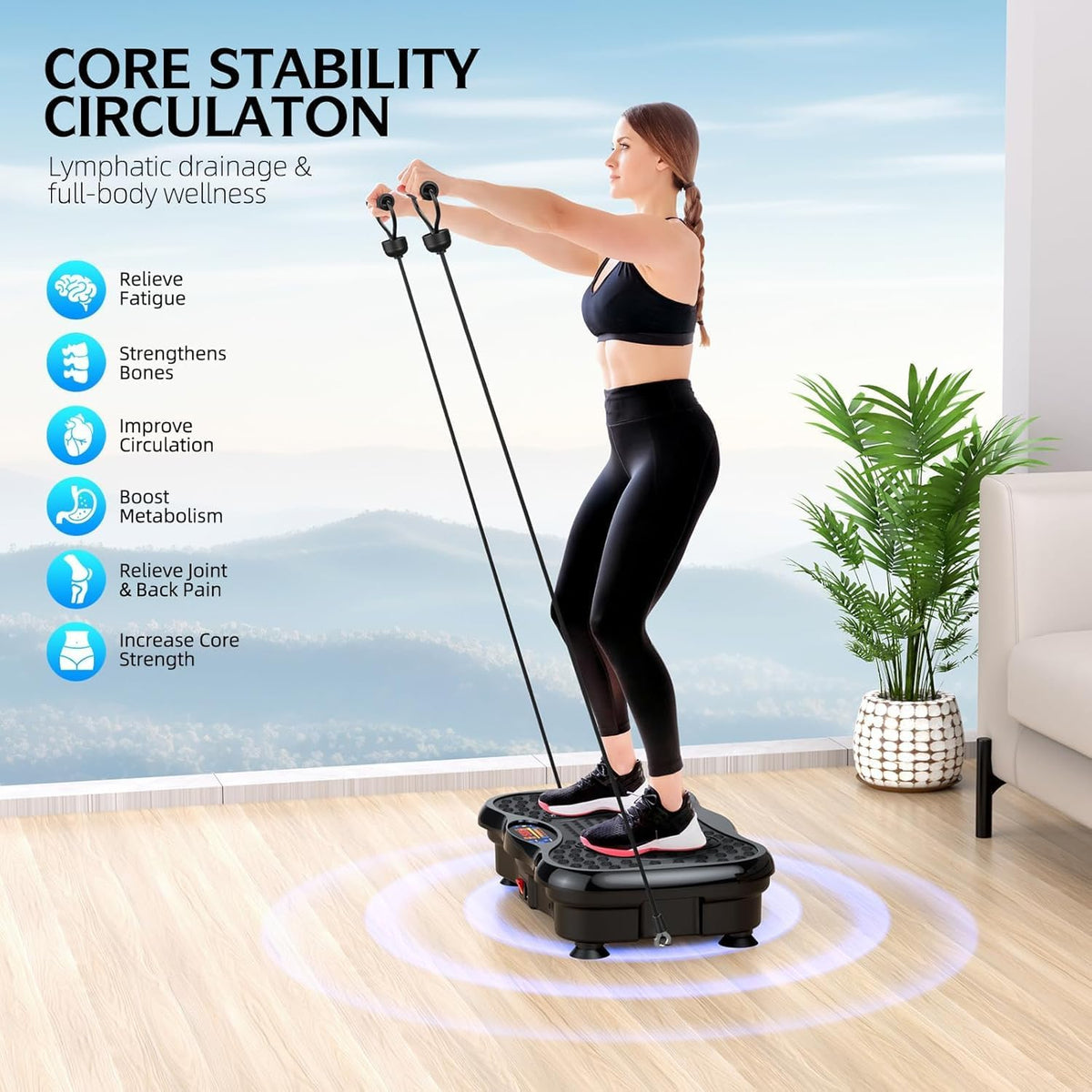 Skiennix Vibration Plate Exercise Machine - Lymphatic Drainage & Muscle Recovery | Bluetooth, Remote, 330lbs Capacity