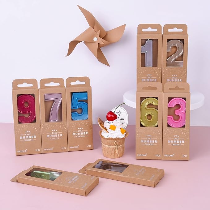 PHD CAKE 2.76 Inch Luxe Blue 7 Number Birthday Candles, Blue Number Candles, Cake Number Candles, Party Celebration