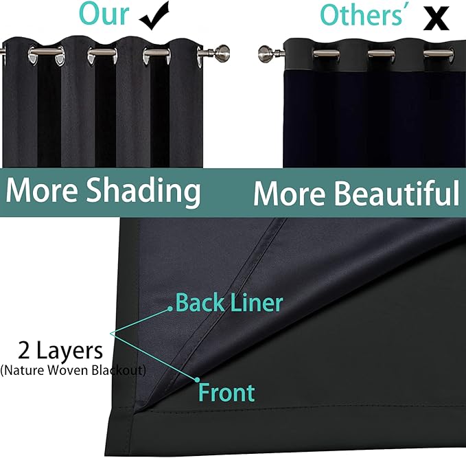 Yakamok 63 Inch Length 100% Blackout Curtains