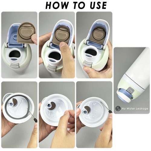Replacement Parts Set for Owala FreeSip 24/25/32oz & Flip 32oz Includes 2Pcs Silicone Seal Ring, 2Pcs Top Cap Stoppers, 2Pcs Push Button Switch, 2Pcs Reuseable Drinking Straws, 1Pcs Cleaner Brush.