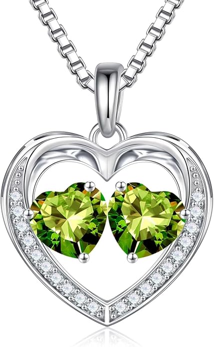 Iefil Christmas Gifts for Women Wife - 925 Sterling Silver Heart Birthstone Necklace, Anniversary Birthday Gifts for Women Wife Girlfriend Mom, Birthstone Jewelry Gift for Her