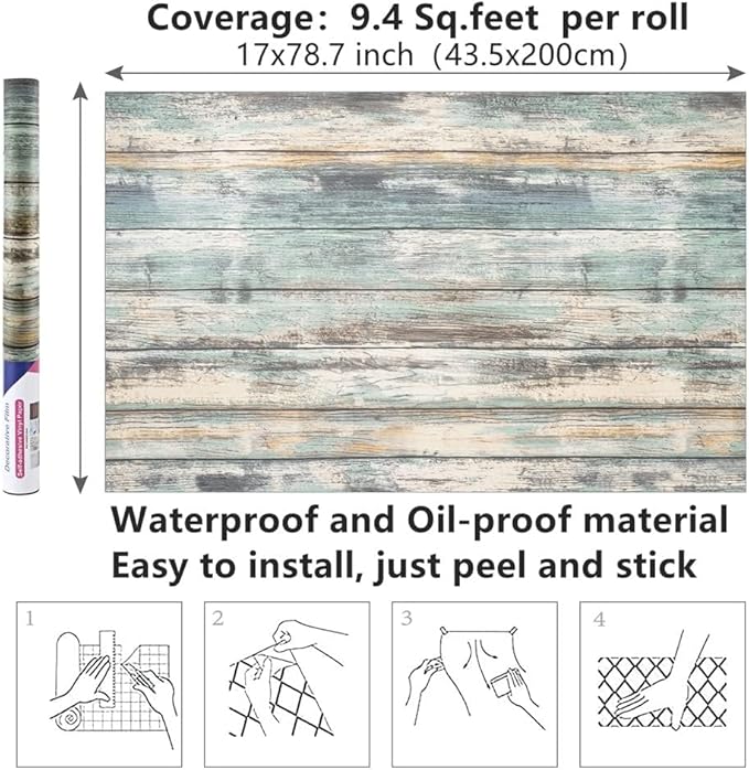 Arthome 17x78.7'' Rustic Wood Contact Paper Peel and Stick Self-Adhesive