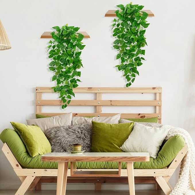 BLEUM CADE 8Pcs Fake Hanging Plants, 9 Branch Artificial Hanging Plant
