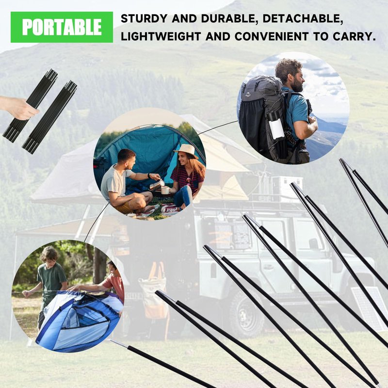 2PCSX 112" Tent Pole；Replacement Poles for Kids Tent,6mm Hiking and Camping Tarp，Suitable for All Kinds of Indoor and Outdoor Camping Tent
