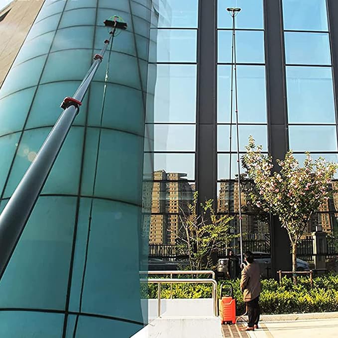 Solar Panel Cleaning Brush 23.6ft Aluminium Telescopic Pole for Cleaning Windows Solar Panels Greenhouse Roof Cleaning Tool / 35cm Brush Head,35cmbrushhead-7.2M/24FT