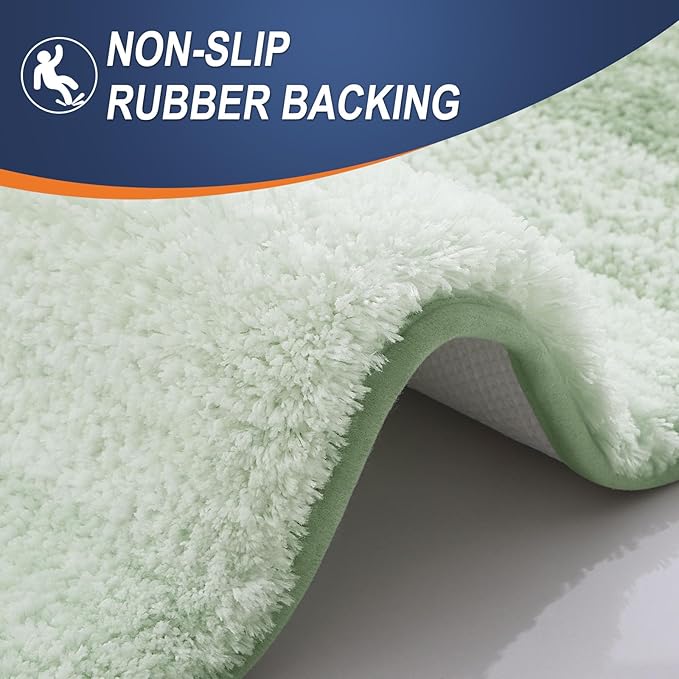 OLANLY Bathroom Runner Rugs 47x17, Extra Soft Absorbent Microfiber Bath Rugs, Rubber Backing, Quick Dry, Washable Bath Mats for Bathroom Floor, Tub and Shower, Home Decor Accessories, Sage Green