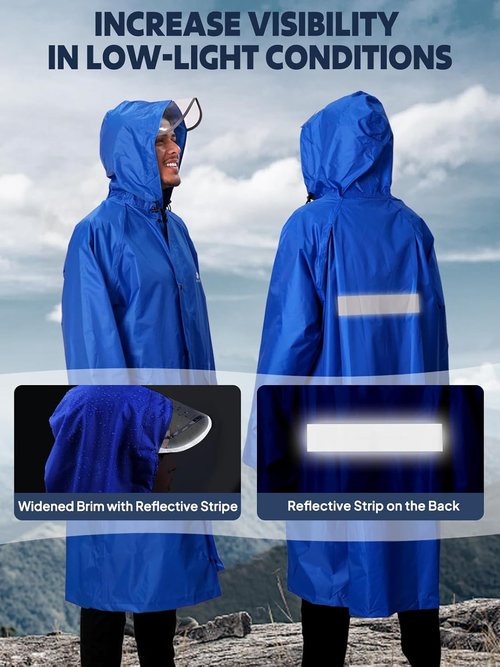 ANYOO Hood Rain Poncho Waterproof Lightweight Raincoat for Men Women Adult with Pocket for Hiking Camping Outdoor Activities