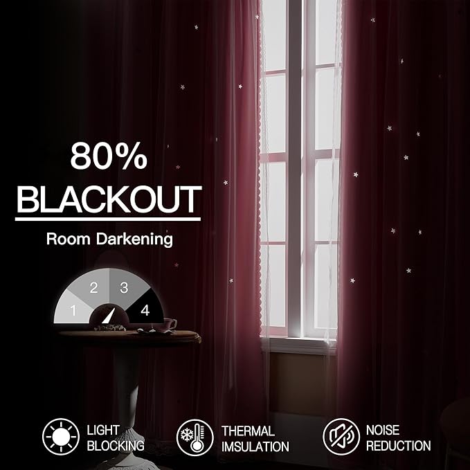 XiDi Pink Blackout Curtains, Room Darkening Curtains