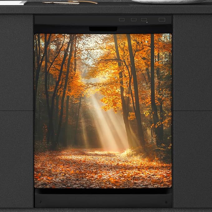 Autumn Golden Forest Dishwasher Magnet Cover for The Front Magnetic Dishwasher Door Covers Dish Washer Sticker Wrap Home Decorative Appliances Panel Decal Kitchen Decor 23" x 26" (Magnetic)