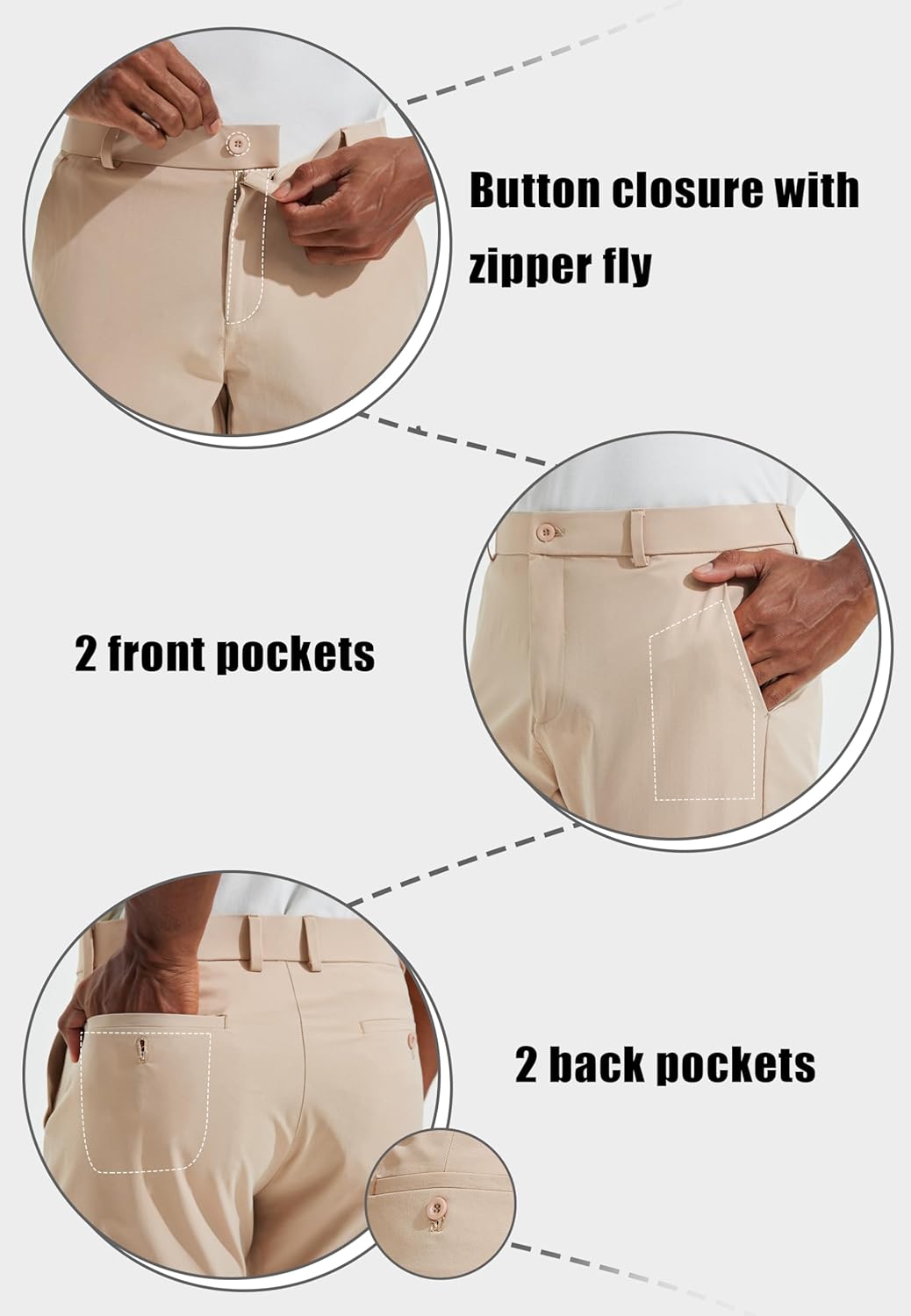 Skiennix Men's Golf Pants - Lightweight Stretch Slacks for Office & Travel | Available in 30", 32", 34"
