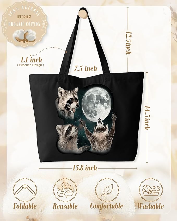 Miss Adola Large Tote Bag for Women - Canvas Tote Bag with Zipper Aesthetic Reusable Shoulder Bag for Gym, Travel, Work