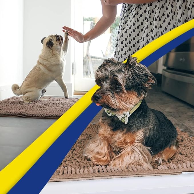 Muddy Mat® | Super Water Absorbent Door Mat Indoor, Microfiber Quick Dry Chenille Entryway Rug, Slip Resistant Front Door Mat, Indoor Mats for Entryway, Machine Washable Pet Rug, Tan 32" x 40"