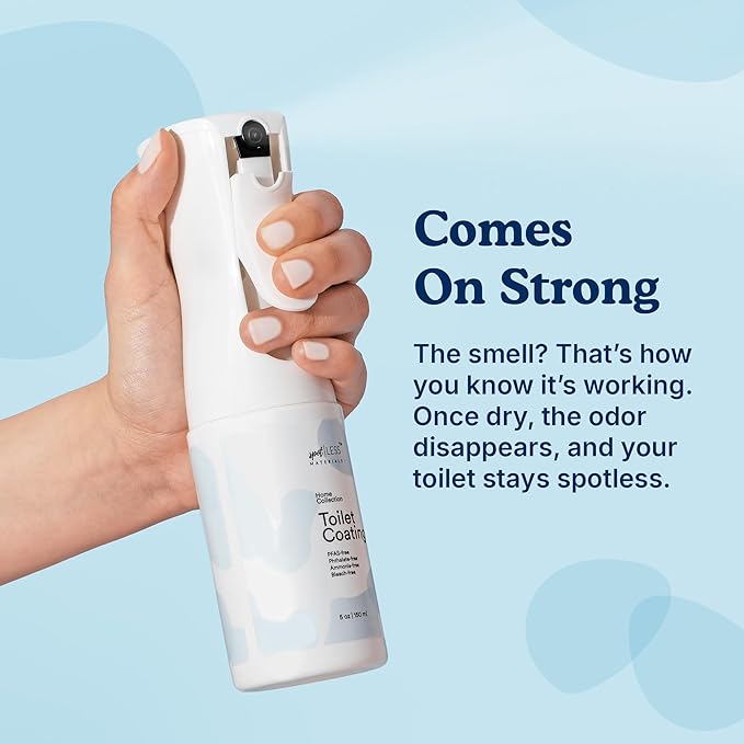 spotLESS MATERIALS Toilet Coating, Toilet Coating Spray for Ceramic and Porcelain, Water Repellent Barrier, Helps Reduce Scrubbing and Cleaning Time, PFAS Free Bathroom Essential, Cleaning Supplies