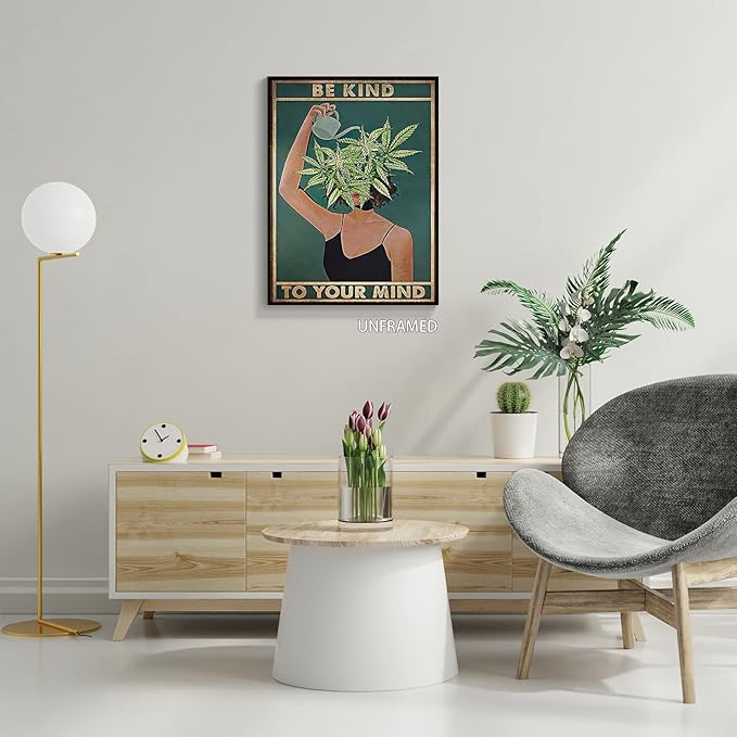 Vintage Be Kind To Your Mind Poster Mental Health Quote Canvas Wall Art Posters